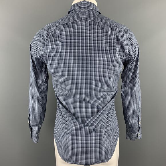 POLO by RALPH LAUREN Size S Navy Plaid Cotton Button Up Long Sleeve Shirt - Picture 3 of 4